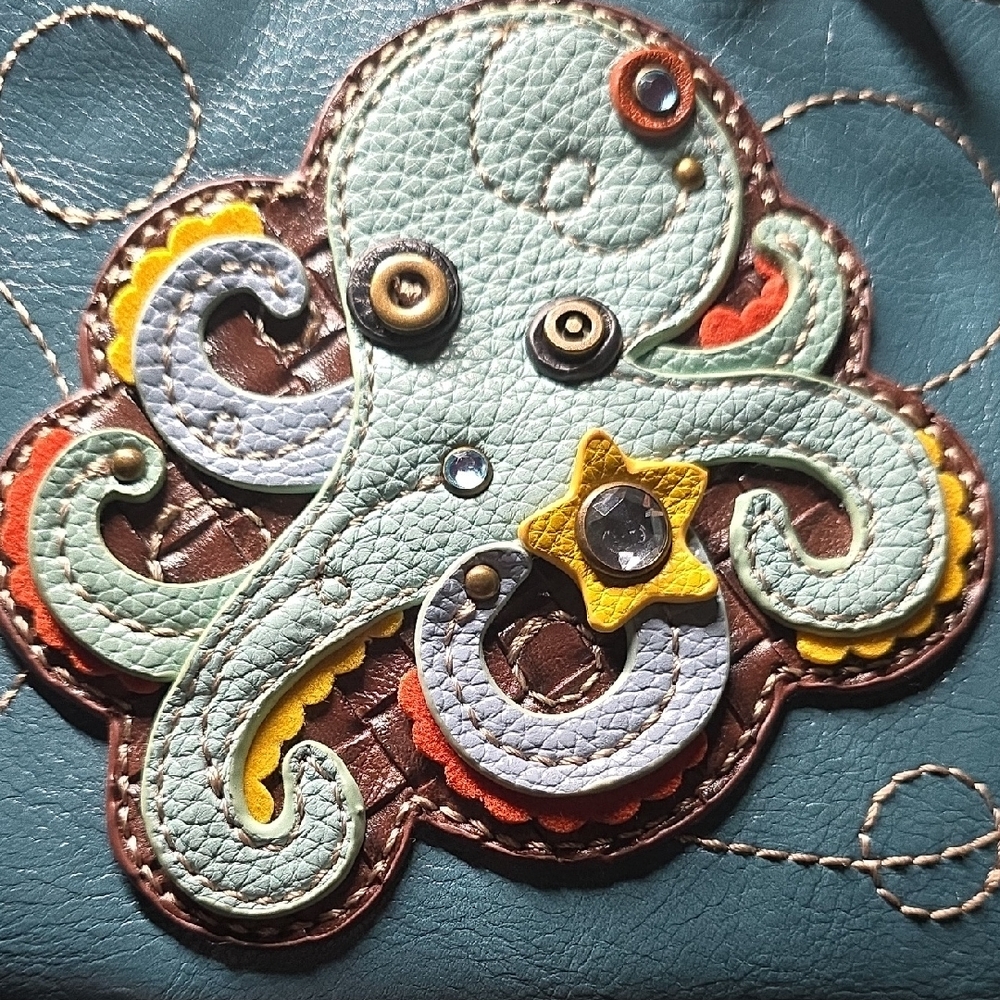 Chala Teal Wallet with Octopus and Starfish Design - Picture 8 of 13
